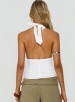 Claudiana Gathered Halter Top White - Image 5