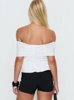 Avalynn Off Shoulder Shirred Top White - Image 5