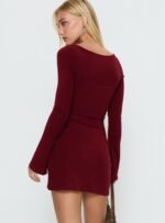 Larelle Reversible Knit Long Sleeve Mini Dress Red - Image 4