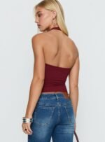 Ghisella Square Neck Halter Top Cherry - Image 5
