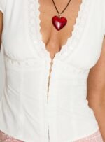 Speechless Lace Trim Top White - Image 6