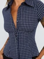 Cottesloe Blouse Top Navy Check - Image 6