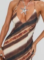 Esmira Halter Maxi Dress Brown Stripe - Image 7