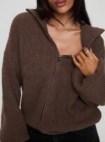 Hertford Zip Through Knit Jumper Brown - Image 6