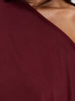 Passerby Asymmetrical Off Shoulder Top Burgundy - Image 6
