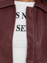 Napoleon Faux Leather Jacket Burgundy - Image 6
