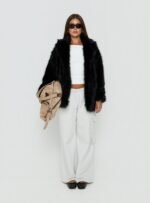 Super Trouper Faux Fur Jacket Black - Image 7