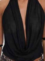 Carefree Days Cowl Neck Top Black - Image 6