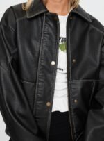 Jaxton Faux Leather Jacket Black - Image 6