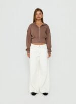 Naylor Mid Rise Wide Leg Jeans Cream Petite - Image 7