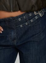 Paltrow Mid Rise Wide Leg Cargo Jeans Dark Blue Wash - Image 6