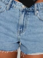 Top Tier Mid Rise Denim Shorts Light Wash - Image 6