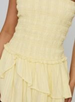 Ayanni Shirred Strapless Mini Romper Yellow - Image 6