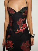 Julisa Corset Mini Dress Red / Black Floral - Image 6