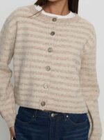 Raynna Button Up Cardigan Beige Stripe - Image 6