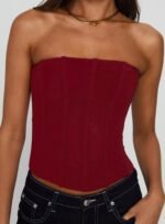 Oscuro Longline Mesh Corset Top Berry - Image 6