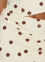 Jasira Strapless Drape Mini Dress Cream / Brown Polka Dot - Image 6