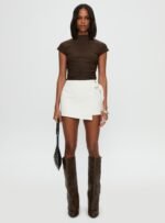 Elinora Wrap Mini Skirt White - Image 7