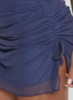 Bella Luna Ruched Mini Dress Slate Grey - Image 6