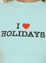 I Love Holidays Graphic Baby Tee Jelly Mint - Image 6