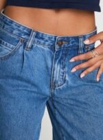 Supercut Low Rise Baggy Pleat Jeans Mid Blue - Image 5