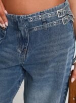 Paltrow Mid Rise Wide Leg Cargo Jeans Mid Blue Wash - Image 6