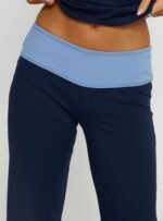 Kobee Jersey Flare Trousers Navy / Light Blue - Image 6