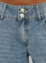 Ramos Low Rise Double Button Wide Leg Jeans Light Vintage Blue - Image 6