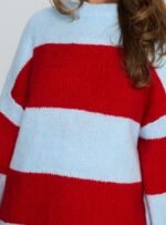 Bastien Crew Neck Knit Jumper Blue / Red - Image 6