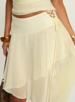 Evaleine Asymmetrical Chiffon Midi Skirt Baby Yellow - Image 6