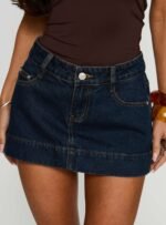 Warna Low Rise Denim Mini Skirt Dark Wash - Image 5