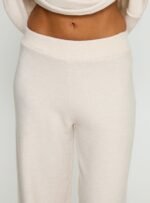 Bekki Wide Leg Knit Trousers Oat - Image 6