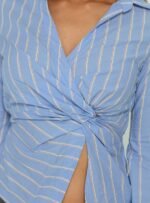 Ameliah Long Sleeve Twist Shirt Blue Stripe - Image 6