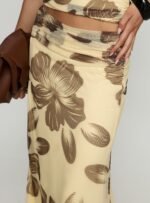 Roselin Mesh Maxi Skirt Brown Floral - Image 6