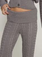 Baleigh Cable Knit Foldover Trousers Grey - Image 6
