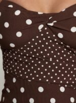 Marguerite Halter Mini Dress Brown Polka Dot - Image 6
