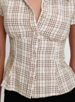 Cottesloe Blouse Top Brown Check - Image 6