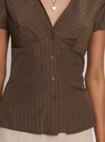 Life Begins Short Sleeve Top Brown Stripe - Image 6
