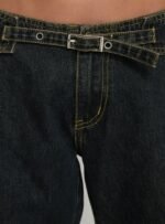 Slow Ride Mid Rise Bootleg Belted Jeans Grunge Wash - Image 6