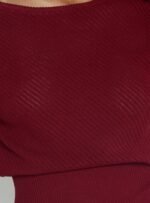 Cloud Tempo Boat Neck Cinched Knit Top Wine - Image 6