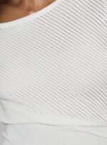 Cloud Tempo Boat Neck Cinched Knit Top White - Image 6