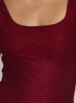 Epiphanies Net Mini Dress Burgundy - Image 6