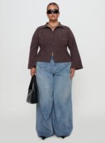 Anni Pinstripe Shirt Brown Curve - Image 7