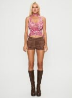 Hendrick Faux Suede Short Brown - Image 7