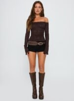 Mochapella Off The Shoulder Top Brown - Image 6