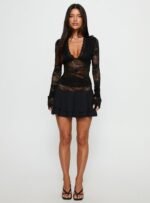 Kecia Lace Waistband Mini Skirt Black - Image 7