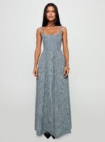 Cartmel Check Maxi Dress Navy - Image 7