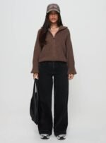 Hertford Zip Through Knit Jumper Brown - Image 7
