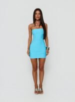 Alyzza Strapless Bandage Mini Dress Blue Topaz - Image 7