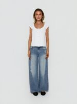 Johnni Floral Printed Low Rise Jeans Mid Wash - Image 7